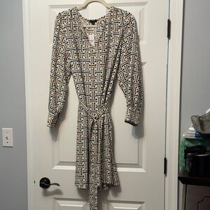 Ann Taylor Factory Geometric Print Wrap Dress NWT
